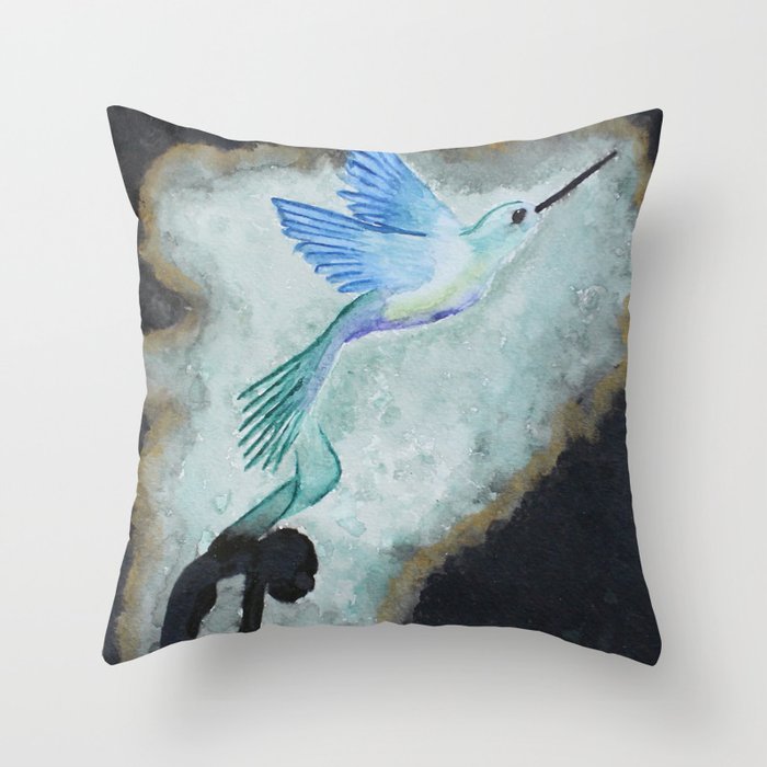 Hummingbird Rises Throw Pillow