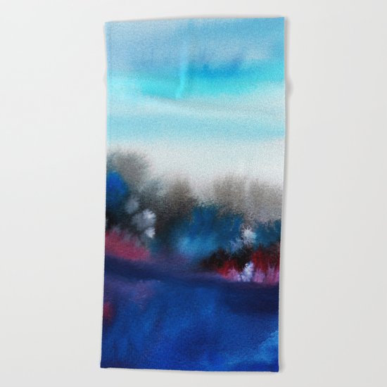 Watercolor abstract landscape 25 Beach Towel