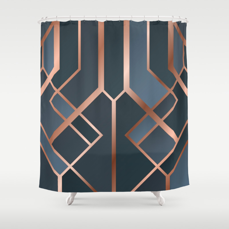 Dark Blue Art Deco Shower Curtain By Oniks Astarit Society6