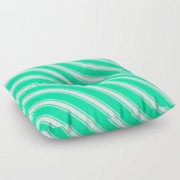 [ Thumbnail: Green & Lavender Colored Lined Pattern Floor Pillow ]
