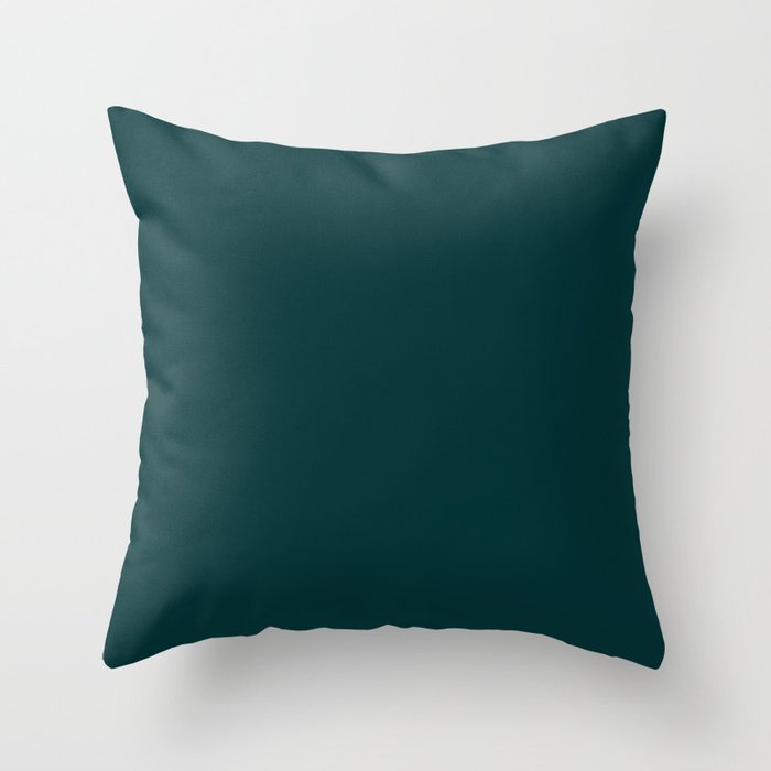 Deep Rich Teal Green-Blue - Solid Plain Block Colors - Peacock / Jewel Tones / Autumn Colours / Fall / Autumnal / Moody Throw Pillow