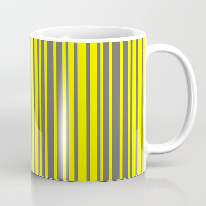 Yellow and Dim Grey Colored Stripes/Lines Pattern Coffee Mug