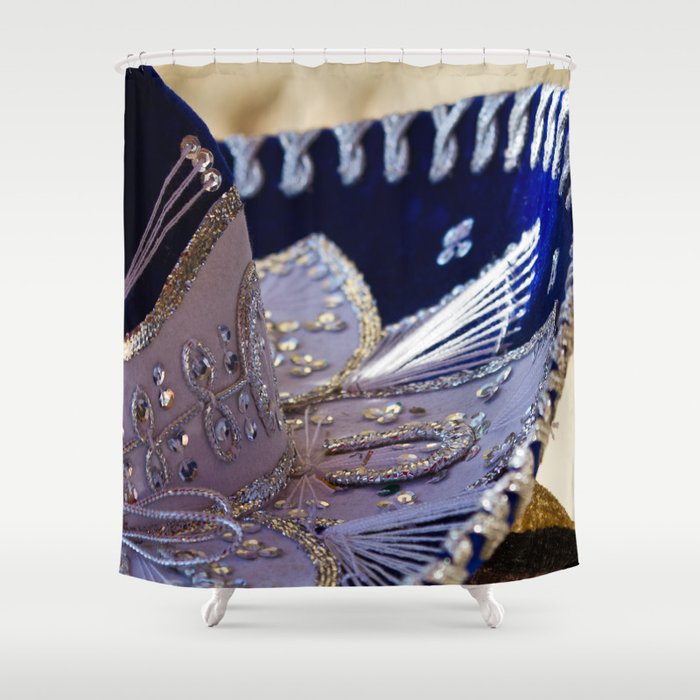 Mexico Photography - Blue And Silver Sombrero Shower Curtain
