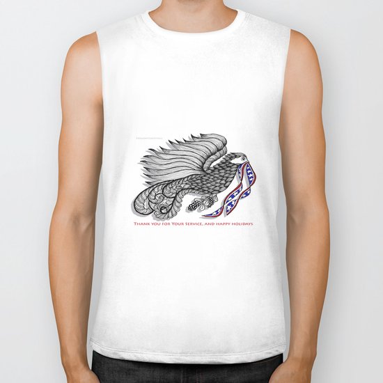 Veterans Happy Holiday and Thank You for Your Service - Zentangle Illustration Biker Tank