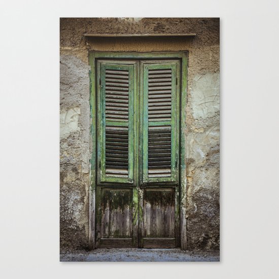 Green Window Shutters Canvas Print