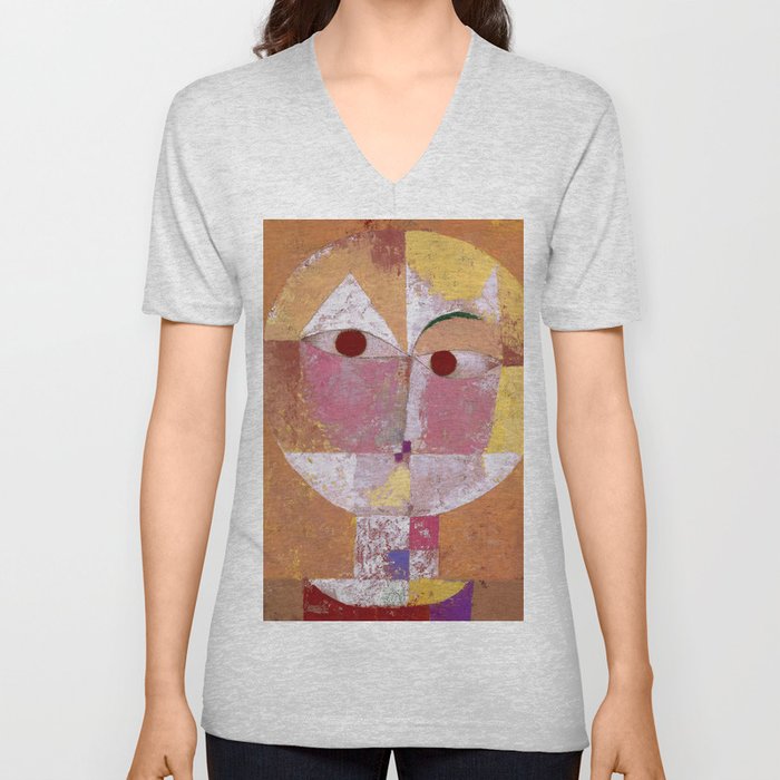 Senecio (Baldgreis)  Face Portrait painting by Paul Klee Bauhaus Abstract Art V Neck T Shirt