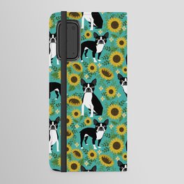 Boston Terrier sunflower floral dog breed pet portrait pet friendly pattern dogs gifts Android Wallet Case