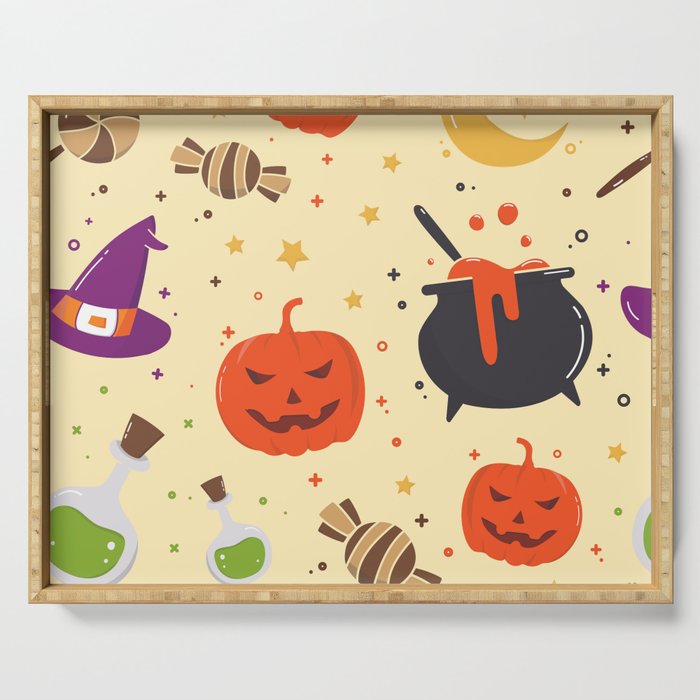 Halloween Pattern Background Serving Tray