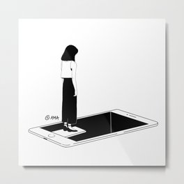 Abyss Metal Print | Phone, Annamachtart, Minimalistisch, Abgrund, Digital, Handy, Minimalism, Drawing, Illustration, Blackandwhite 