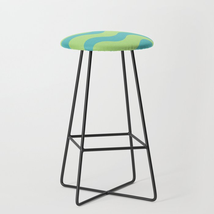 Retro Candy Waves - Lime green and blue Bar Stool