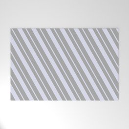 [ Thumbnail: Dark Grey and Lavender Colored Stripes/Lines Pattern Welcome Mat ]