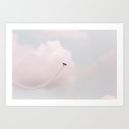 Vintage Airplane and Fluffy Clouds Art Print
