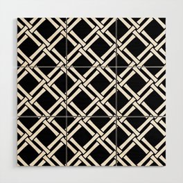Classic Bamboo Trellis Pattern 226 Black and White Wood Wall Art