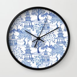 Pagoda Forest Blue and White Wall Clock