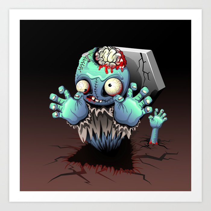 Zombie Monster Cartoon Doll Art Print