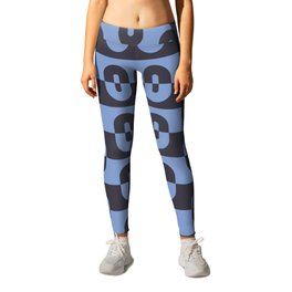 Geometric Pattern - Black Blue Leggings