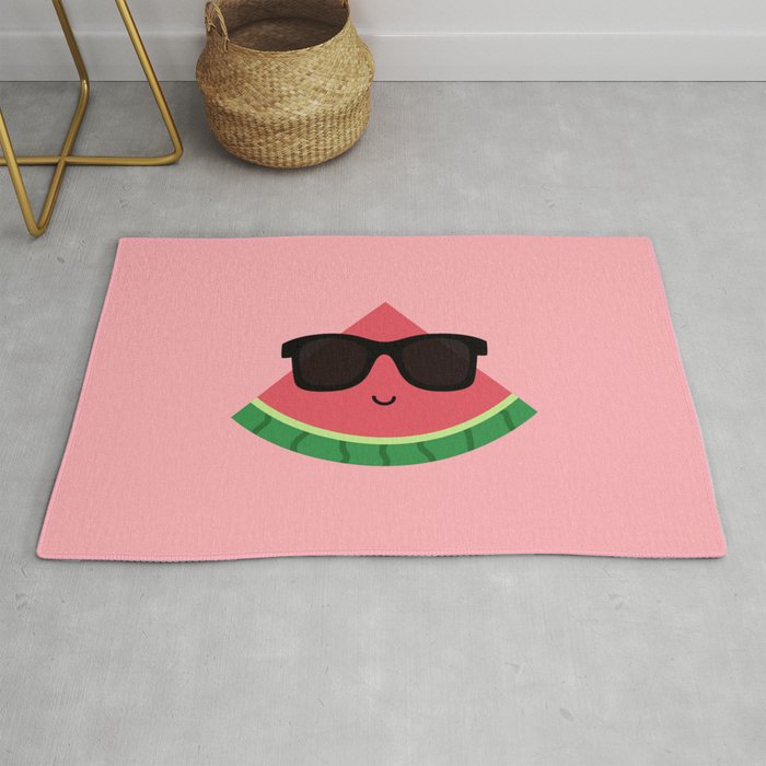 Cool Watermelon with Black Sunglasses Rug