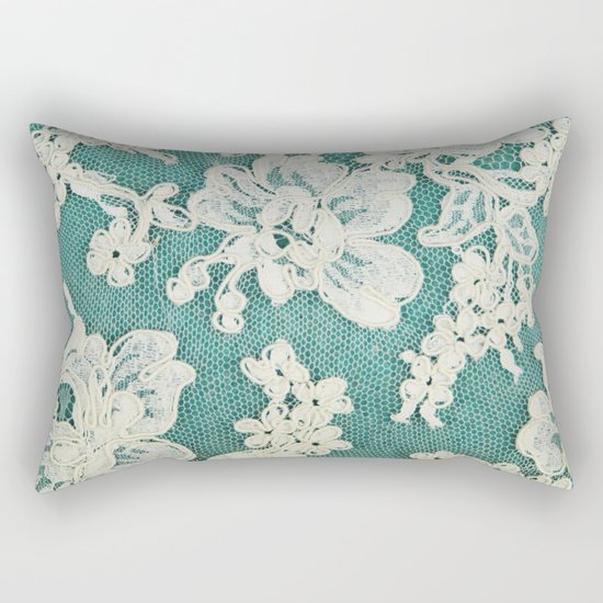 white lace - photo of vintage white lace Rectangular Pillow