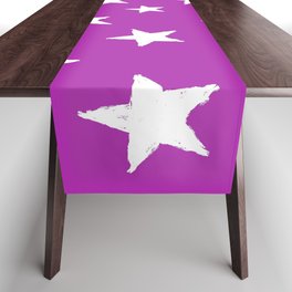 Hand-Drawn Stars (White & Purple Pattern) Table Runner
