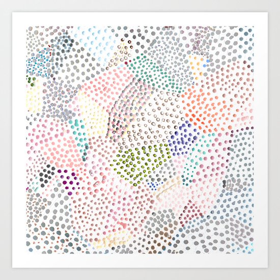 Mermaid Rainbow Dots Colorful Abstract Gems Art Print