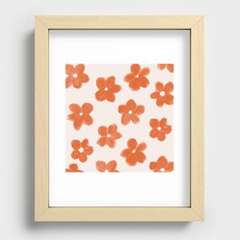 Vintage 60s Flowers in Burnt Orange Recessed Framed Print