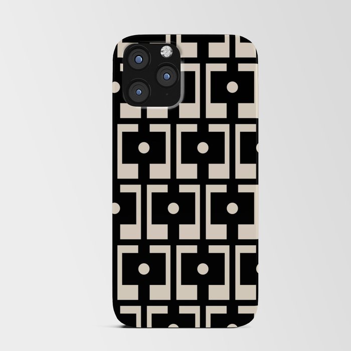 Mid Century Modern Rektangel Geometric Pattern Black and Almond Cream iPhone Card Case