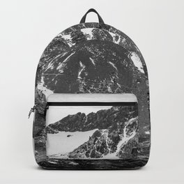 Martial Backpack | Snow, Glaciar, Natural, Mountain, Martial, Photo, Landscape, Ushuaia, Digital, Black And White 