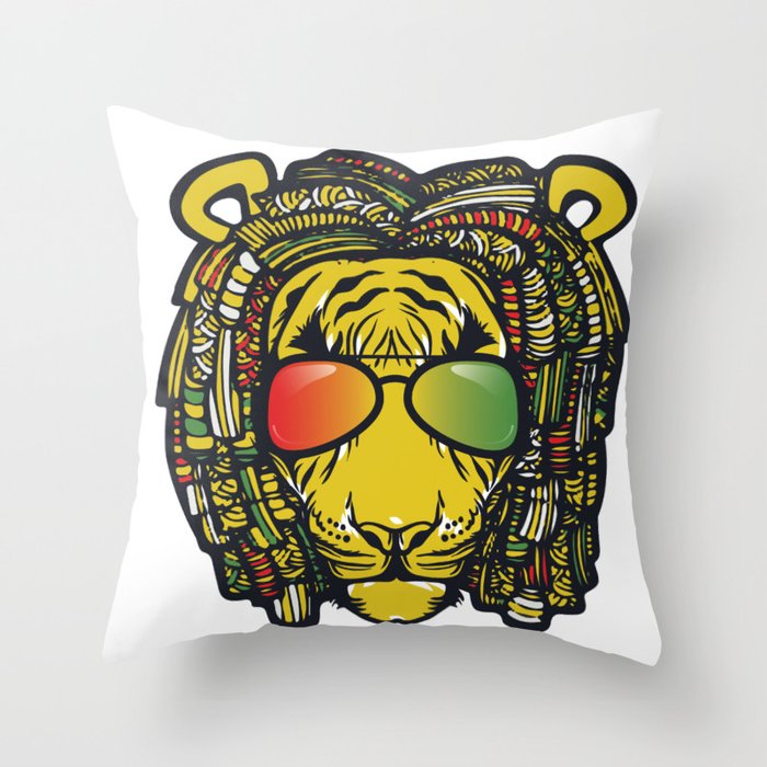 Jamaican Lion product Gift for Rastas & Reggae Music lovers Throw Pillow