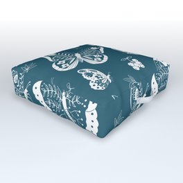 Butterfly - blue negative Outdoor Floor Cushion