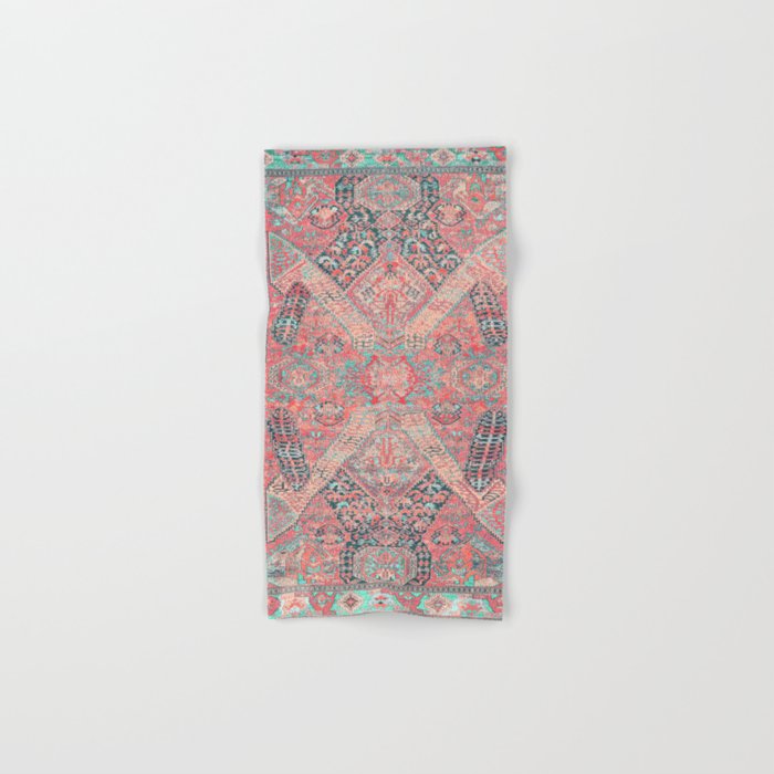 Blush Pink and Aqua Blue Antique Persian Rug Vintage Oriental Carpet Print Hand & Bath Towel