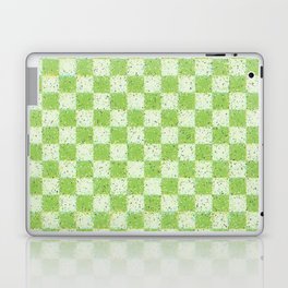 Glitch Check Distressed Checked Pattern in Lime Green Laptop Skin