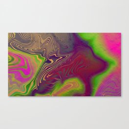 Multicolored neon psychedelic abstract digital art with distorted lines and metallic texture.  Canvas Print