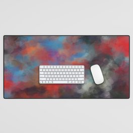 abstract splatter brush stroke painting texture background in red blue orange Desk Mat