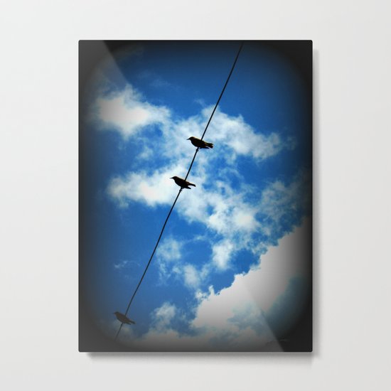 Birds on a Wire Metal Print