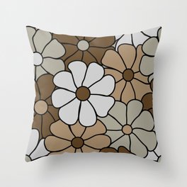 Mid Century Modern Flower Pattern // Earth Tones Throw Pillow