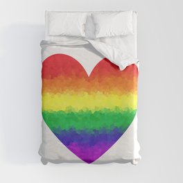 Pride Geometric Rainbow Heart LGBT Love and Support Duvet Cover