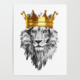 lion with a crown power king Poster