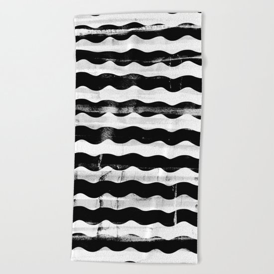Black Waves Beach Towel