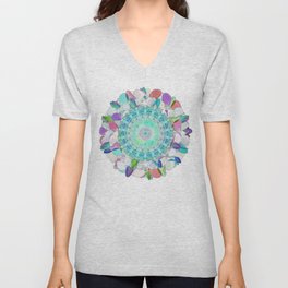 Colorful Flower Art Petal Mandala V Neck T Shirt