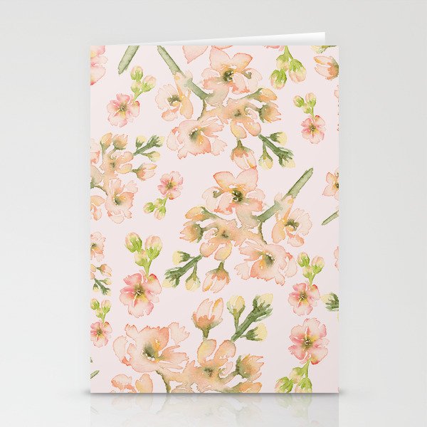 Dreamy Watercolor peach florals Stationery Cards