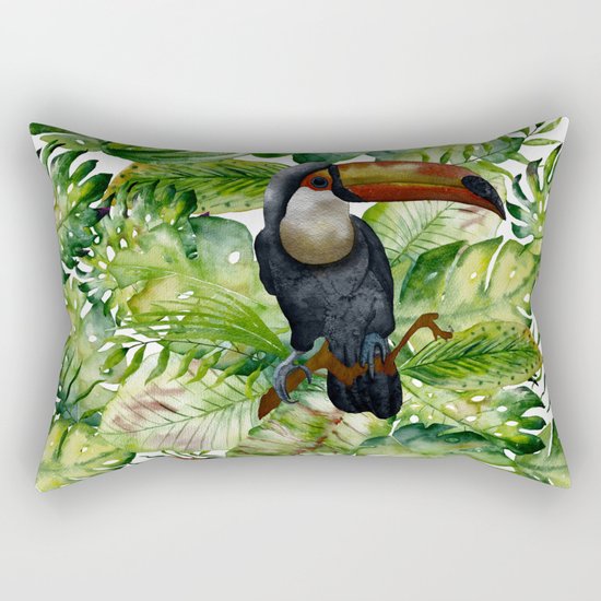 Toucan tropical and exotic Bird on #Society6 Rectangular Pillow