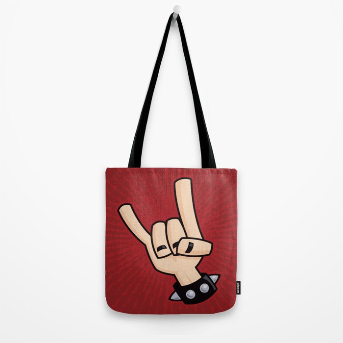 Heavy Metal Devil Horns Hand Sign Tote Bag By Fizzgig Society6 Devil horns black and white. society6