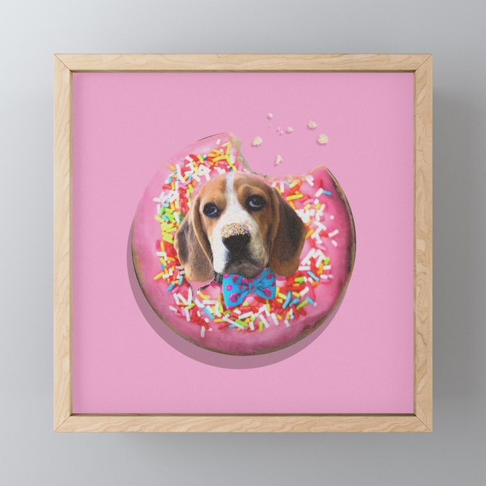 Doggy Donut Framed Mini Art Print