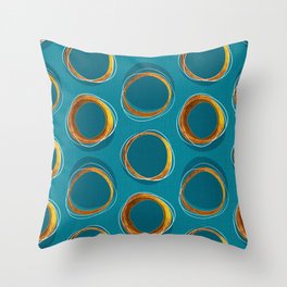 Solar Eclipse MCM Gold-Blue Throw Pillow