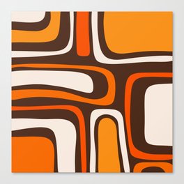 Palm Springs Retro Mid-Century Modern Abstract Pattern in 70s Dark Brown Orange Beige Canvas Print
