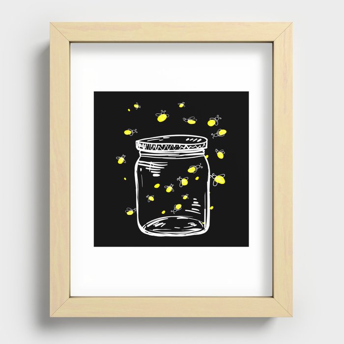 Fireflies Glas Jar Firefly Recessed Framed Print