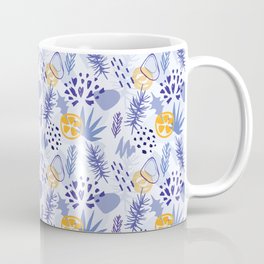 Winter blue leaves abstract pattern Mug