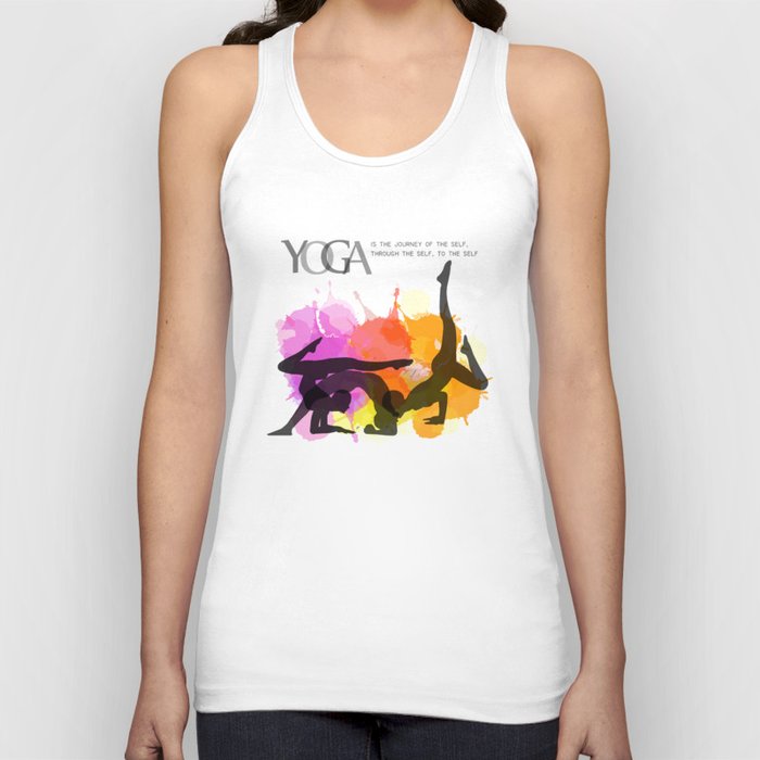 Yoga and meditation watercolor quotes in warm scheme- Yoga is the journey of the self	 Tank Top