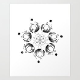 Black on White Pumpkin Mandala Art Print