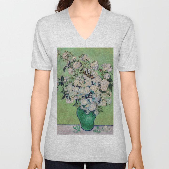 Vincent van Gogh - Roses V Neck T Shirt